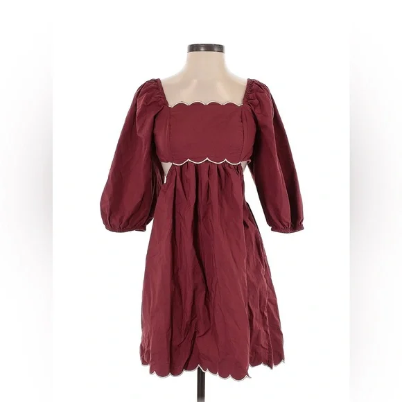Anthropologie Forever That Girl Scalloped Bow Back Cutouts Mini S Dress - Picture 4 of 7